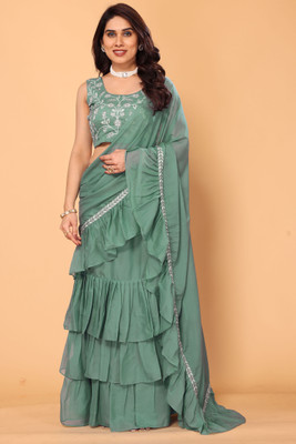 DWINIZAA STORE Solid Stitched Lehenga Choli(Green)