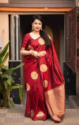 Cipto Printed Venkatagiri Silk Blend Saree(Maroon)