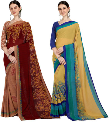 kashvi sarees Printed Daily Wear Georgette Saree(Pack of 2, Multicolor)