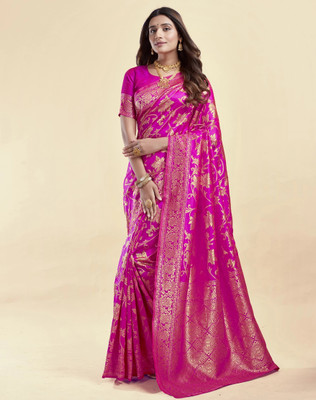 ETHNICHITZ Woven, Self Design Kanjivaram Pure Silk, Cotton Silk Saree(Pink)