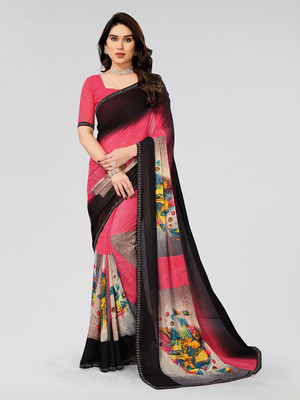 Moda Rapido Embellished, Printed, Self Design Bollywood Georgette Saree(Pink)