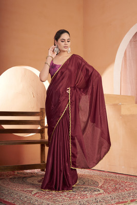 Rashmiwala Solid/Plain Bollywood Chiffon Saree(Maroon)