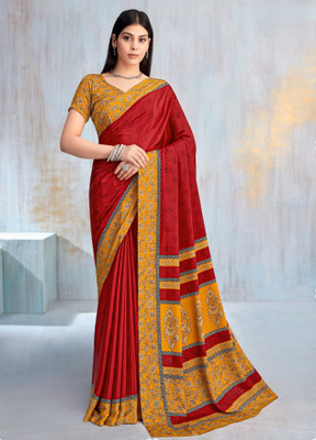 Divastri Printed Bollywood Crepe Saree(Red)