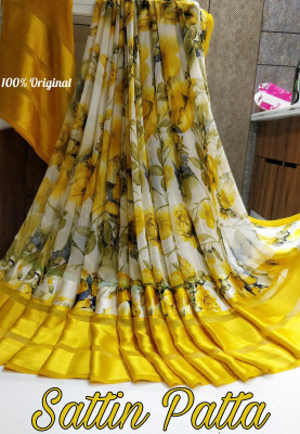 Sanjana Silks Printed Bollywood Georgette Saree(Yellow)