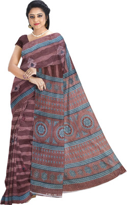DORI DHAGA Printed Daily Wear Pure Cotton Saree(Purple, Blue)
