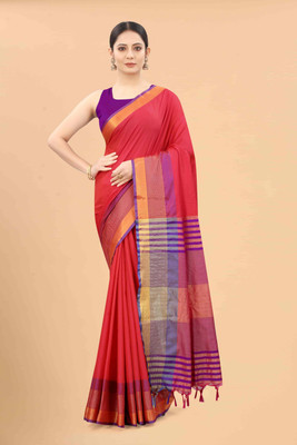Divastri Solid/Plain Banarasi Art Silk Saree(Red)
