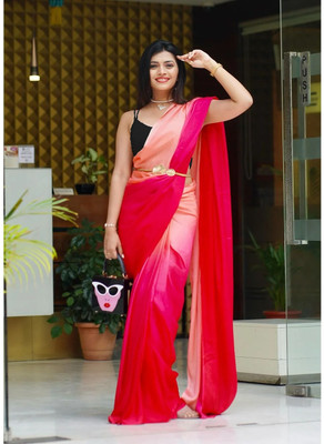 Riddhi textile Hub Ombre Saree with Attached Blouse Chiffon Saree(Yellow, Gold)