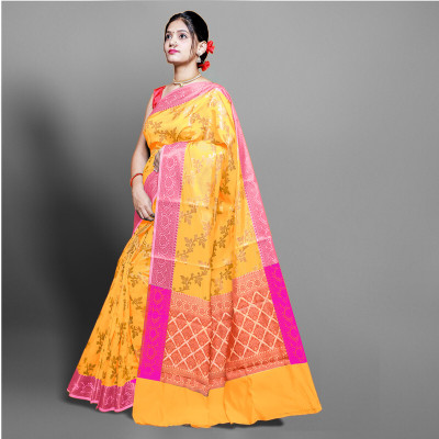 Spewim Woven Banarasi Art Silk Saree(Cream)