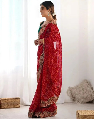 BHAGYAVATI DESIGNER Digital Print Bandhani Art Silk Saree(Red)