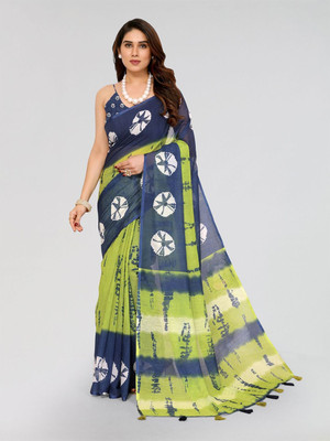 Moda Rapido Printed Bollywood Linen Saree(Yellow)