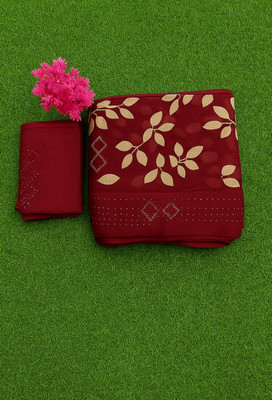 sawariya collection Floral Print, Embellished Bollywood Georgette Saree(Maroon)