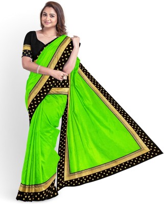 Cloth Factory Woven Bollywood Silk Blend Saree(Black, Light Green)