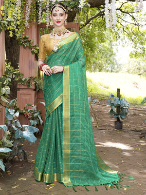 ANOUK Woven Mysore Chiffon Saree(Blue)