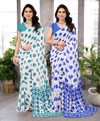 Moda Rapido Printed Bollywood Georgette Saree(Pack of 2, Multicolor)