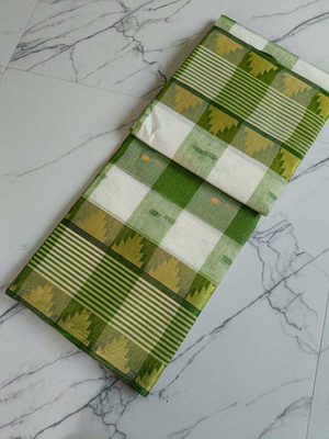 Duttafashion Checkered Tant Pure Cotton Saree(Multicolor)