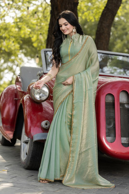 valida Solid/Plain Bollywood Organza, Silk Blend Saree(Multicolor)