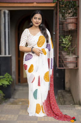 Tasrika Printed Bandhani Georgette Saree(Multicolor)