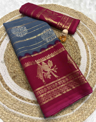 RegalDrapes Printed Bollywood Georgette Saree(Grey, Red)