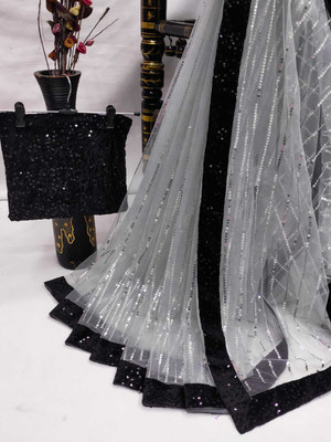 LADYSUTRA Embellished Bollywood Net Saree(Multicolor)