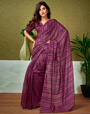 Divastri Floral Print, Geometric Print, Printed Sambalpuri Chanderi, Cotton Blend Saree(Purple)