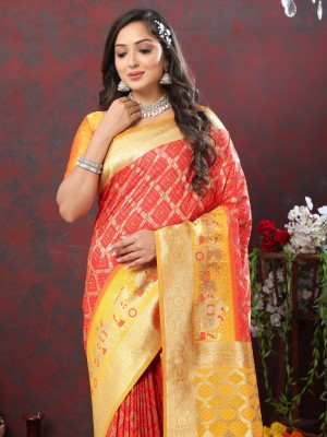 ketan designer Self Design Patola Art Silk Saree(Multicolor)