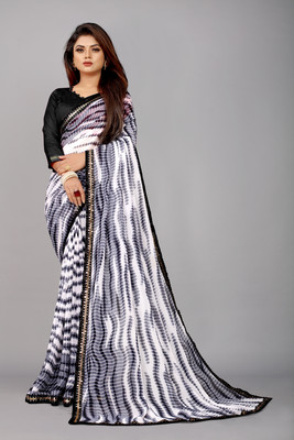 Georgette Saree Printed Bollywood Georgette, Chiffon Saree(Black)
