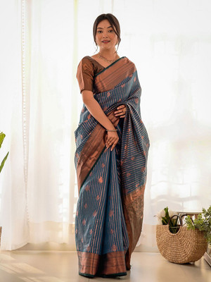 ANOUK Woven Chanderi Silk Blend Saree(Blue)