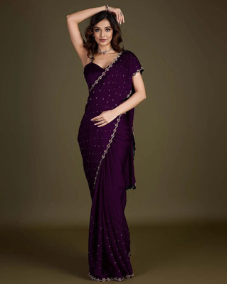 Anjani Textile Embellished Bollywood Tussar Silk Saree(Purple)