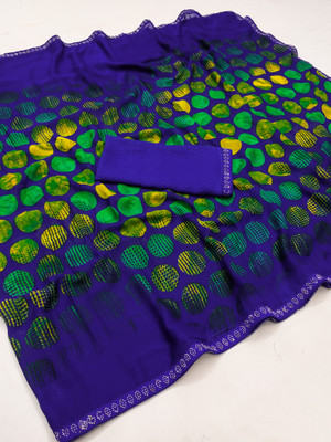Anand Sarees Printed Bollywood Georgette Saree(Blue)