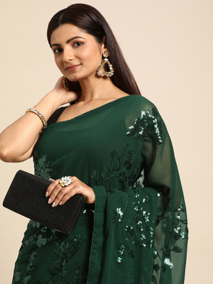 Divastri Embroidered Bollywood Georgette Saree(Green)
