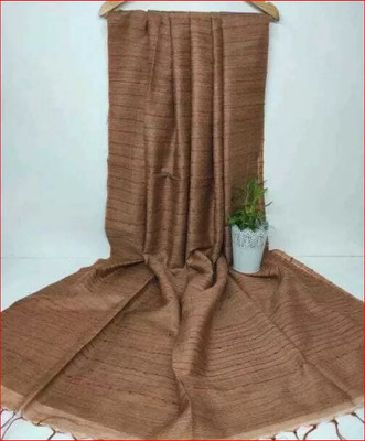 HAIDER ALI AND SONS Solid/Plain Bollywood Cotton Jute Saree(Beige)