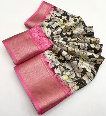 J6 Designers Printed Hand Batik Cotton Blend Saree(Multicolor)