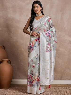Sangria Woven Daily Wear Cotton Blend Saree(Light Green)