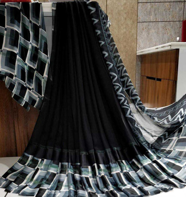 DEVICE OF HOVID FASHION Printed Daily Wear Georgette Saree(Black)