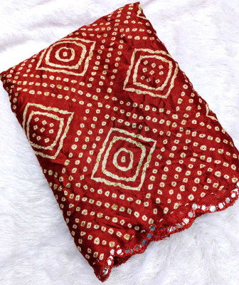 VD PRINTS Printed Bandhani Silk Blend Saree(Red)
