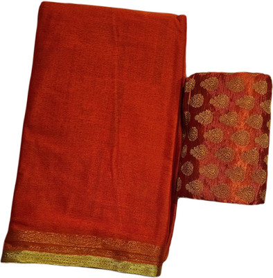 SainiVastra Self Design Bollywood Chiffon Saree(Orange)
