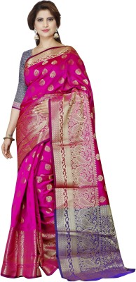 Indian Fashionista Woven Kanjivaram Jacquard Saree(Magenta)