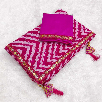 CHIGS FASHION Printed Bollywood Georgette Saree(Pink)
