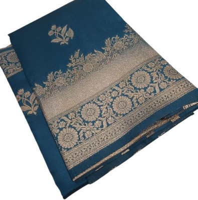 Kashi Silk Woven, Self Design Banarasi Silk Blend, Satin Saree(Blue)