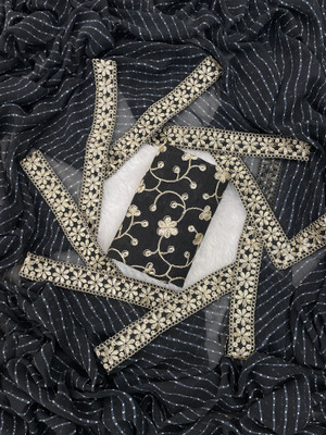 PRETTYAGE Embellished Bandhani Georgette Saree(Black)