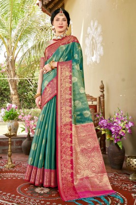 sagarika Woven Banarasi Art Silk Saree(Light Green)