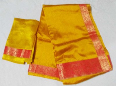 AARTI SAREES Solid/Plain, Woven Assam Silk Cotton Silk Saree(Gold)