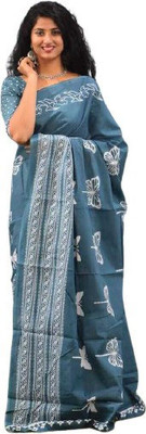 Tropwear Printed Ikkat Pure Cotton Saree(Multicolor)