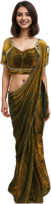 NANCY DESIGNER Solid/Plain Bollywood Pure Silk Saree(Gold)