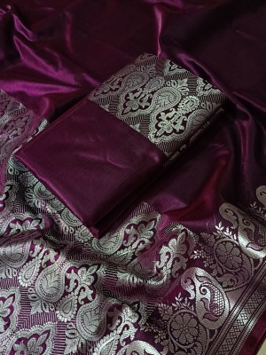 PremiumTextiles Self Design Banarasi Pure Silk Saree(Purple)