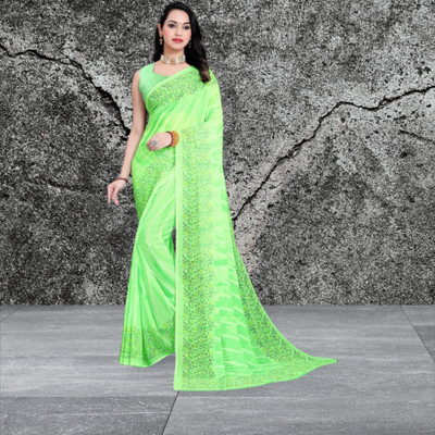 KISSAH Printed Bollywood Georgette Saree(Multicolor)