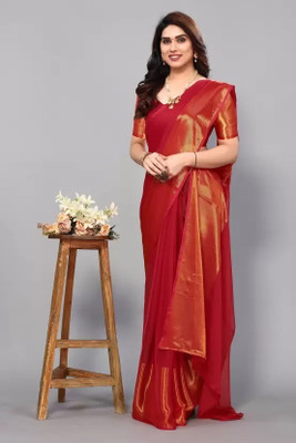 Amavii Self Design Bollywood Chiffon Saree(Maroon)