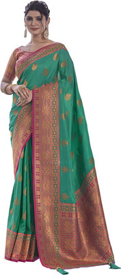 nilkanth creation Self Design Banarasi Jacquard Saree(Light Green)