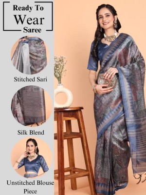 NESHVI ENTERPRISE Digital Print Kalamkari Art Silk Saree(Blue)