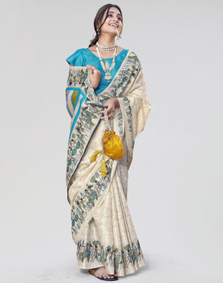 ANIRAV Printed Mysore Art Silk Saree(Multicolor)